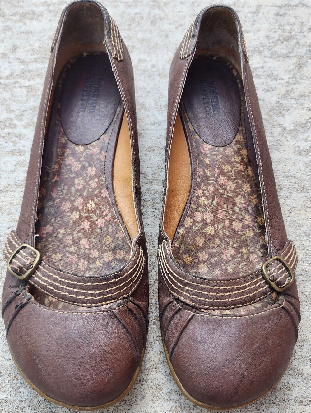 Y2K Mossimo Women’s Brown Mary Jane Ballet Flats, Cottage Pleated Toe Sz 9